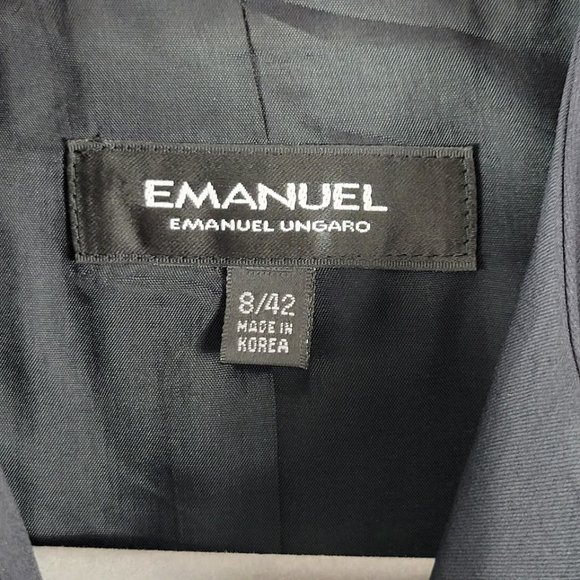 EMANUEL UNGARO blazer full zipper round neck black Sz 8/42 - Picture 6 of 7